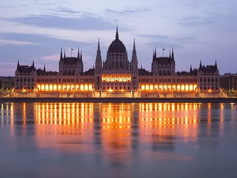 The Parliament on the Danube at dusk