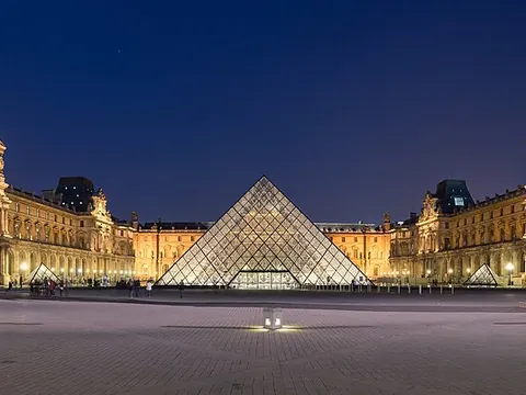 The Louvre pyramid at night
